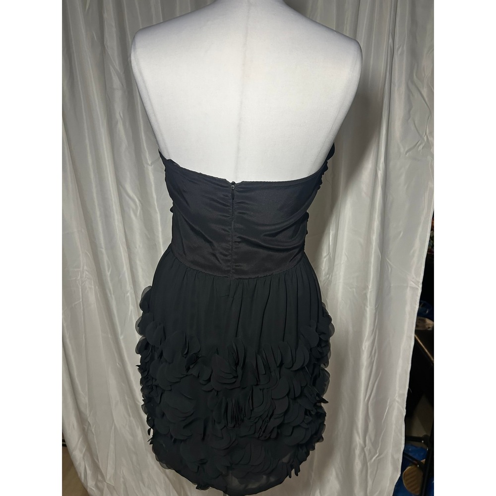 Anthroi Myne Ashley Ann Black Strapless Petal Mini Dress Ruched Size 6 - Picture 4 of 6